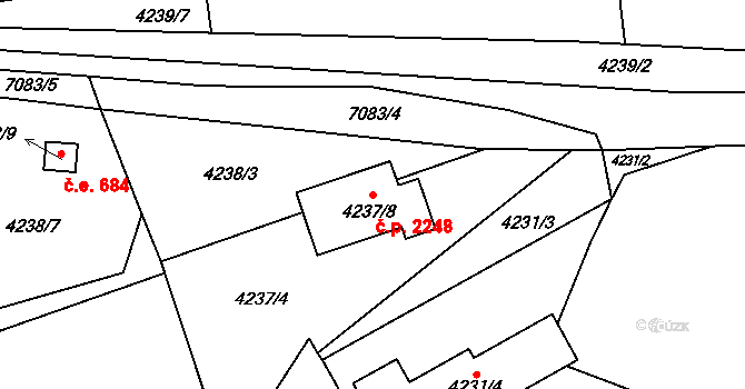 Boskovice 2248 na parcele st. 4237/8 v KÚ Boskovice, Katastrální mapa