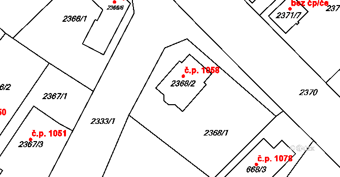 Bučovice 1058 na parcele st. 2368/2 v KÚ Bučovice, Katastrální mapa