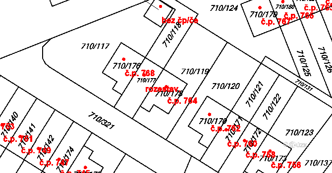 Poříčí 764, Boršov nad Vltavou na parcele st. 710/178 v KÚ Boršov nad Vltavou, Katastrální mapa