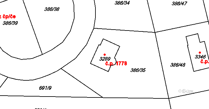 Choceň 1778 na parcele st. 3289 v KÚ Choceň, Katastrální mapa