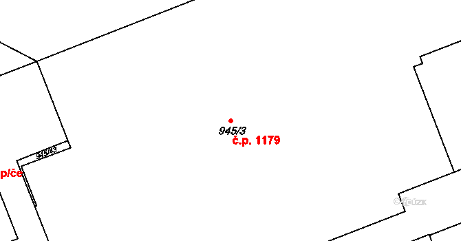 Skvrňany 1179, Plzeň na parcele st. 945/3 v KÚ Skvrňany, Katastrální mapa