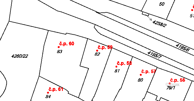 Moravské Budějovice 59 na parcele st. 82 v KÚ Moravské Budějovice, Katastrální mapa
