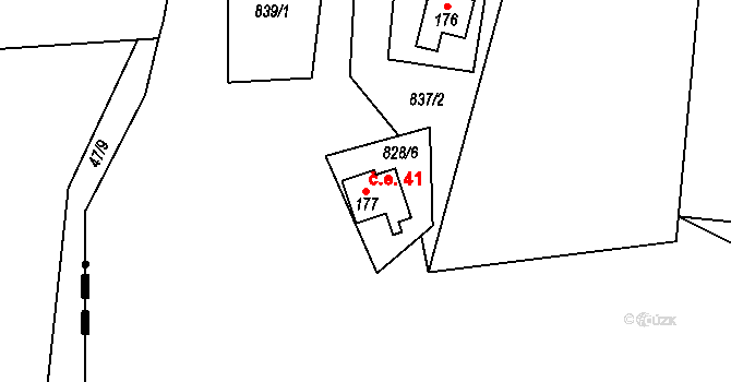 Černýš 41, Perštejn na parcele st. 177 v KÚ Černýš, Katastrální mapa