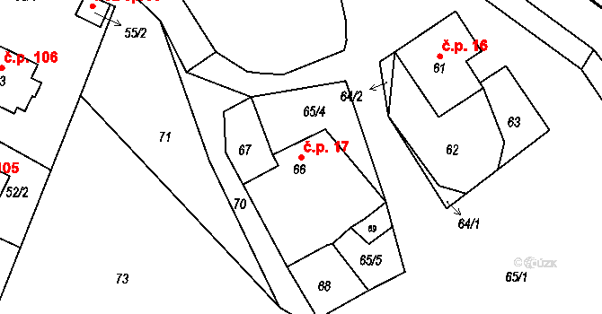 Slavkovice 17, Nové Město na Moravě na parcele st. 66 v KÚ Slavkovice, Katastrální mapa
