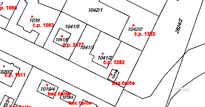 Velké Meziříčí 1282 na parcele st. 1041/2 v KÚ Velké Meziříčí, Katastrální mapa