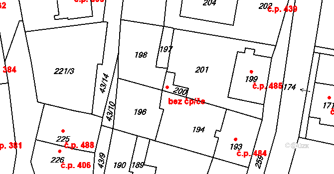 Libčice nad Vltavou 39596982 na parcele st. 200 v KÚ Letky, Katastrální mapa