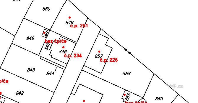 Jaktař 225, Opava na parcele st. 857 v KÚ Jaktař, Katastrální mapa