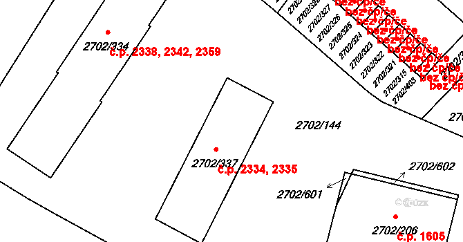 Předměstí 2334,2335, Opava na parcele st. 2702/337 v KÚ Opava-Předměstí, Katastrální mapa