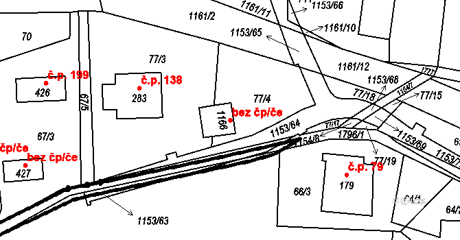 Vlčková 48020982 na parcele st. 1166 v KÚ Vlčková, Katastrální mapa