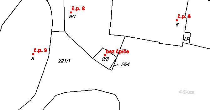 Blovice 48859982 na parcele st. 9/3 v KÚ Hradišťská Lhotka, Katastrální mapa