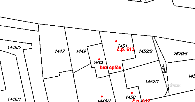 Frýdek-Místek 48981982 na parcele st. 1448/2 v KÚ Frýdek, Katastrální mapa
