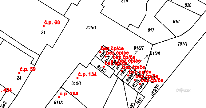 Týnec 50478982 na parcele st. 815/3 v KÚ Týnec na Moravě, Katastrální mapa