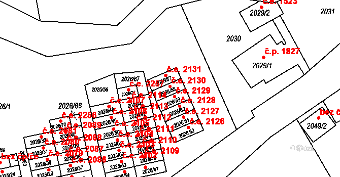 Český Těšín 2130 na parcele st. 2026/58 v KÚ Český Těšín, Katastrální mapa