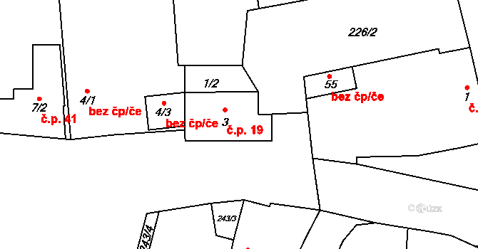 Sedlec 19, Žebrák na parcele st. 3 v KÚ Sedlec u Žebráku, Katastrální mapa