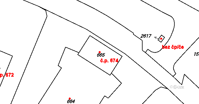 Lobeček 674, Kralupy nad Vltavou na parcele st. 665 v KÚ Lobeček, Katastrální mapa