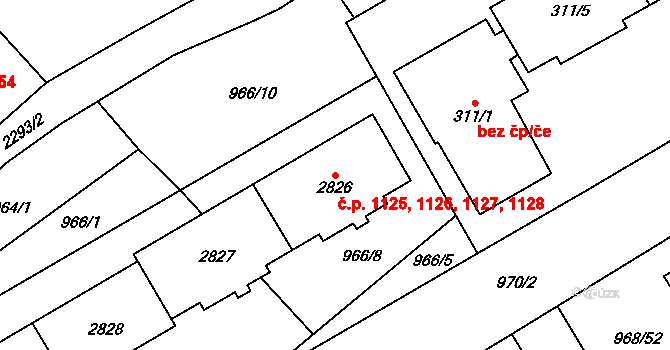 Sušice II 1125,1126,1127,1128, Sušice na parcele st. 2826 v KÚ Sušice nad Otavou, Katastrální mapa