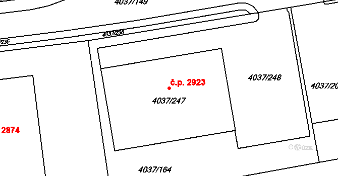 Horní Počernice 2923, Praha na parcele st. 4037/247 v KÚ Horní Počernice, Katastrální mapa