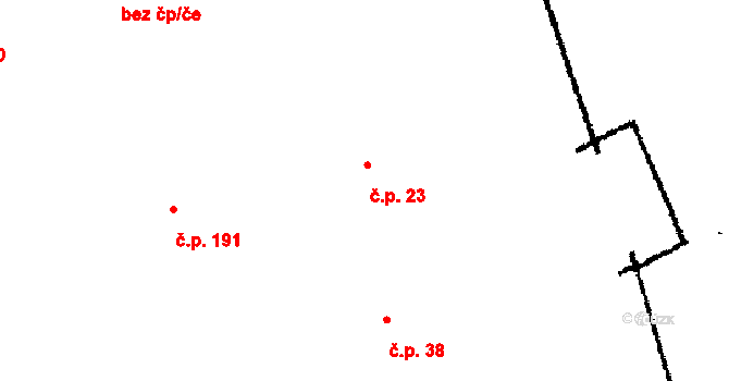 Krušovice 23 na parcele st. 43 v KÚ Krušovice, Katastrální mapa