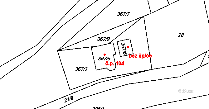 Doubrava 104, Nýřany na parcele st. 367/5 v KÚ Doubrava u Plzně, Katastrální mapa