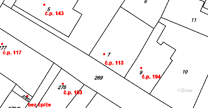 Senec 113, Zruč-Senec na parcele st. 7 v KÚ Senec u Plzně, Katastrální mapa