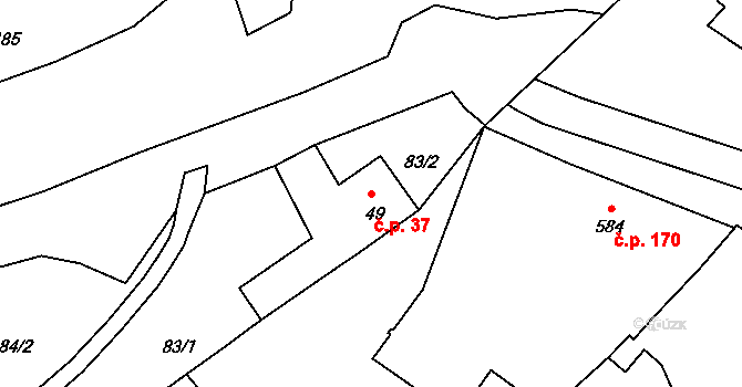 Dobrotice 37, Holešov na parcele st. 49 v KÚ Dobrotice, Katastrální mapa