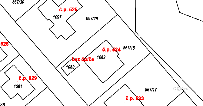 Vlachovo Březí 524 na parcele st. 1082 v KÚ Vlachovo Březí, Katastrální mapa