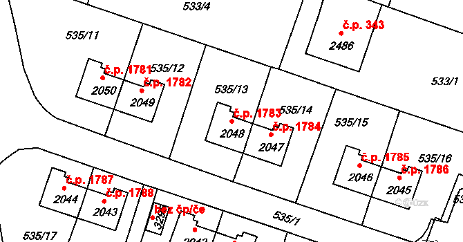 Nymburk 1783 na parcele st. 2048 v KÚ Nymburk, Katastrální mapa