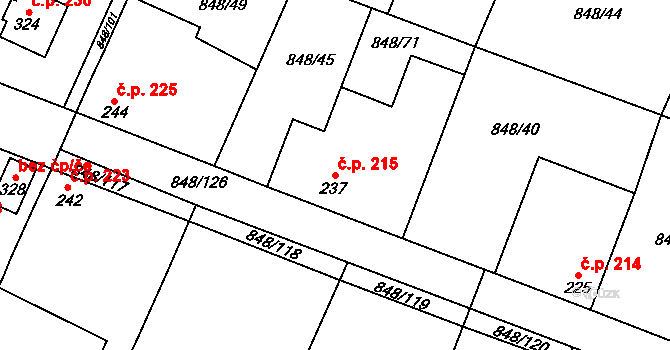 Černuc 215 na parcele st. 237 v KÚ Černuc, Katastrální mapa