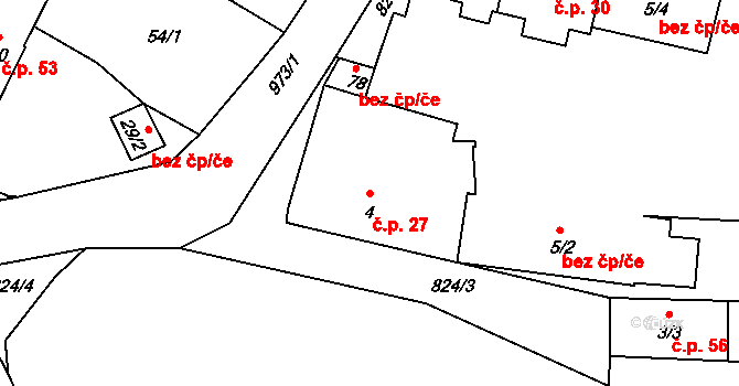 Čelina 27, Borotice na parcele st. 4 v KÚ Čelina, Katastrální mapa