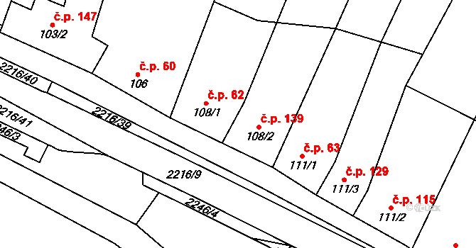 Troubky 139, Troubky-Zdislavice na parcele st. 108/2 v KÚ Troubky, Katastrální mapa