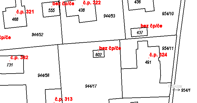 Osek 147288983 na parcele st. 802 v KÚ Osek u Rokycan, Katastrální mapa
