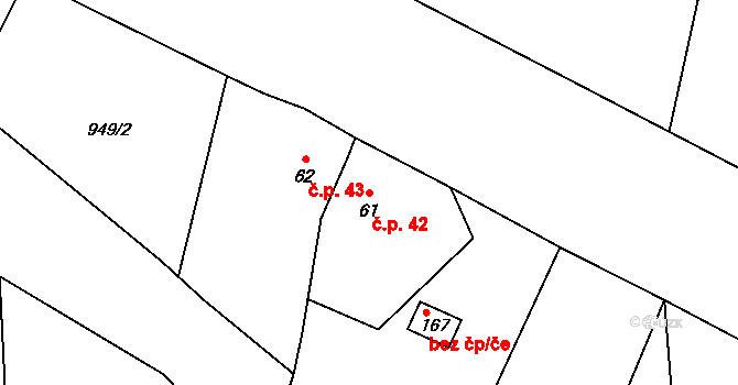 Sytno 42 na parcele st. 61 v KÚ Sytno, Katastrální mapa