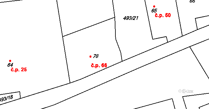 Kunčice 66 na parcele st. 78 v KÚ Kunčice u Nechanic, Katastrální mapa
