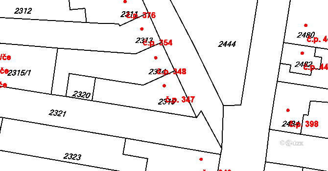 Mimoň I 347, Mimoň na parcele st. 2319 v KÚ Mimoň, Katastrální mapa