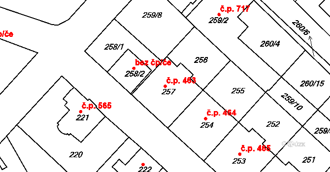 Semily 463 na parcele st. 257 v KÚ Semily, Katastrální mapa