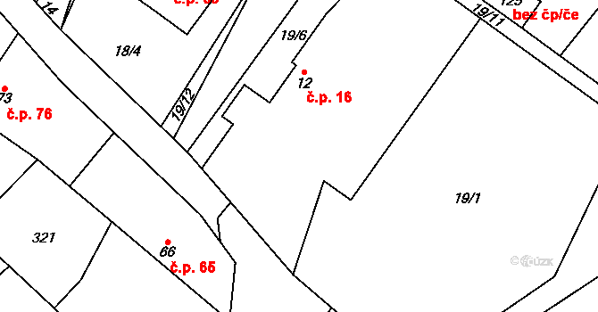 Červeněves 16, Smidary na parcele st. 12 v KÚ Červeněves, Katastrální mapa