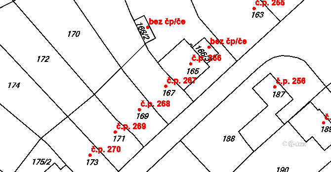 Miřetice u Klášterce nad Ohří 267, Klášterec nad Ohří na parcele st. 167 v KÚ Miřetice u Klášterce nad Ohří, Katastrální mapa