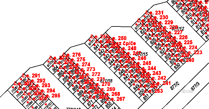Lesná 255, Brno na parcele st. 843 v KÚ Lesná, Katastrální mapa
