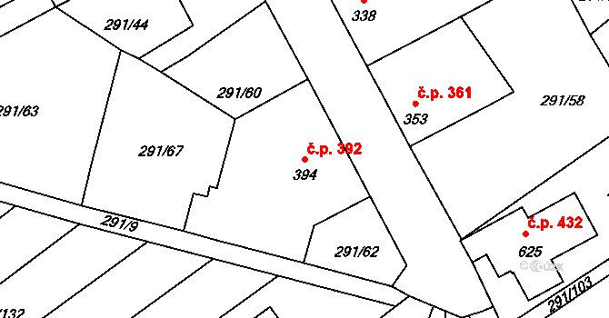 Černčice 392 na parcele st. 394 v KÚ Černčice u Loun, Katastrální mapa
