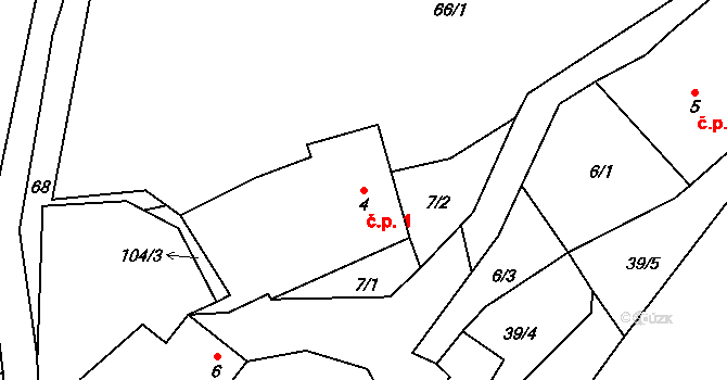 Skřib 1, Stvolová na parcele st. 4 v KÚ Skřib, Katastrální mapa