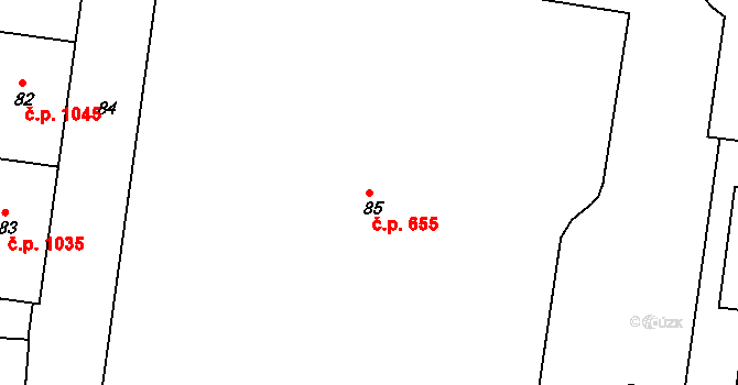 Sokolov 655 na parcele st. 85 v KÚ Sokolov, Katastrální mapa