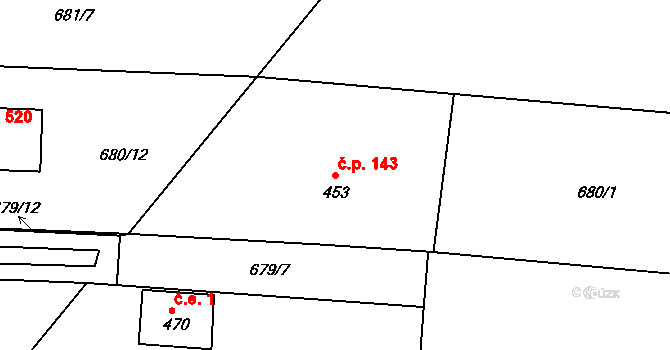 Staňkov II 143, Staňkov na parcele st. 453 v KÚ Staňkov-ves, Katastrální mapa