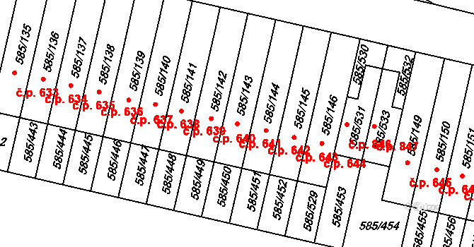 Bohnice 641, Praha na parcele st. 585/143 v KÚ Bohnice, Katastrální mapa