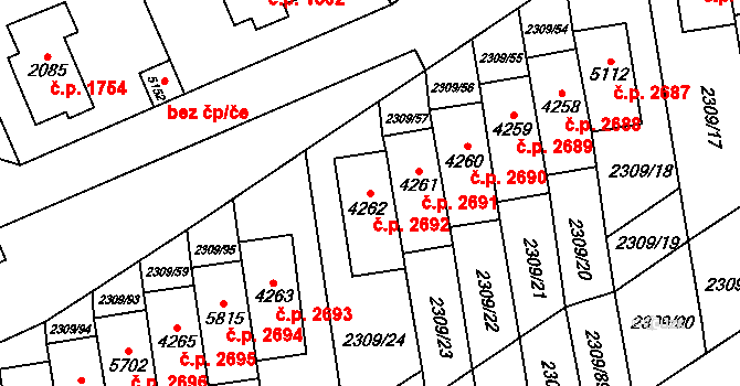 Dvůr Králové nad Labem 2692 na parcele st. 4262 v KÚ Dvůr Králové nad Labem, Katastrální mapa