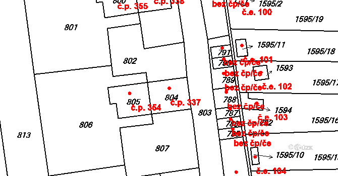Zákupy 337 na parcele st. 804 v KÚ Zákupy, Katastrální mapa
