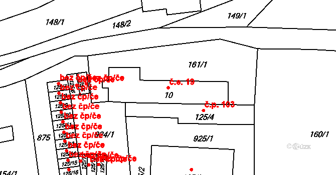 Dolní Chrastava 19, Chrastava na parcele st. 10 v KÚ Dolní Chrastava, Katastrální mapa