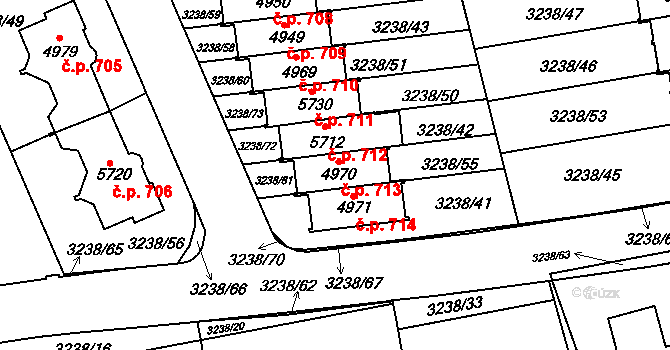 Klatovy IV 713, Klatovy na parcele st. 4970 v KÚ Klatovy, Katastrální mapa