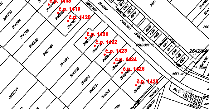 Kuřim 1423 na parcele st. 2642/407 v KÚ Kuřim, Katastrální mapa