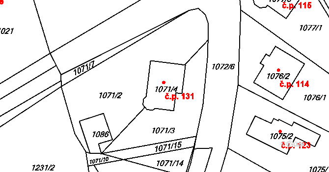 Nová Huť 131, Dýšina na parcele st. 1071/4 v KÚ Dýšina, Katastrální mapa