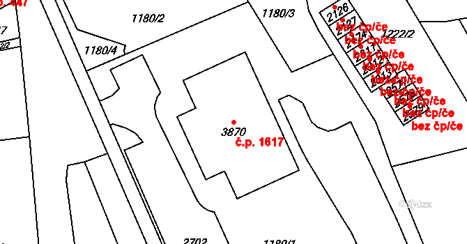 Vrchlabí 1617 na parcele st. 3870 v KÚ Vrchlabí, Katastrální mapa